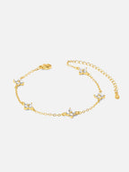 Evie 18K gold plated floral crystal station bracelet by myEdzy
