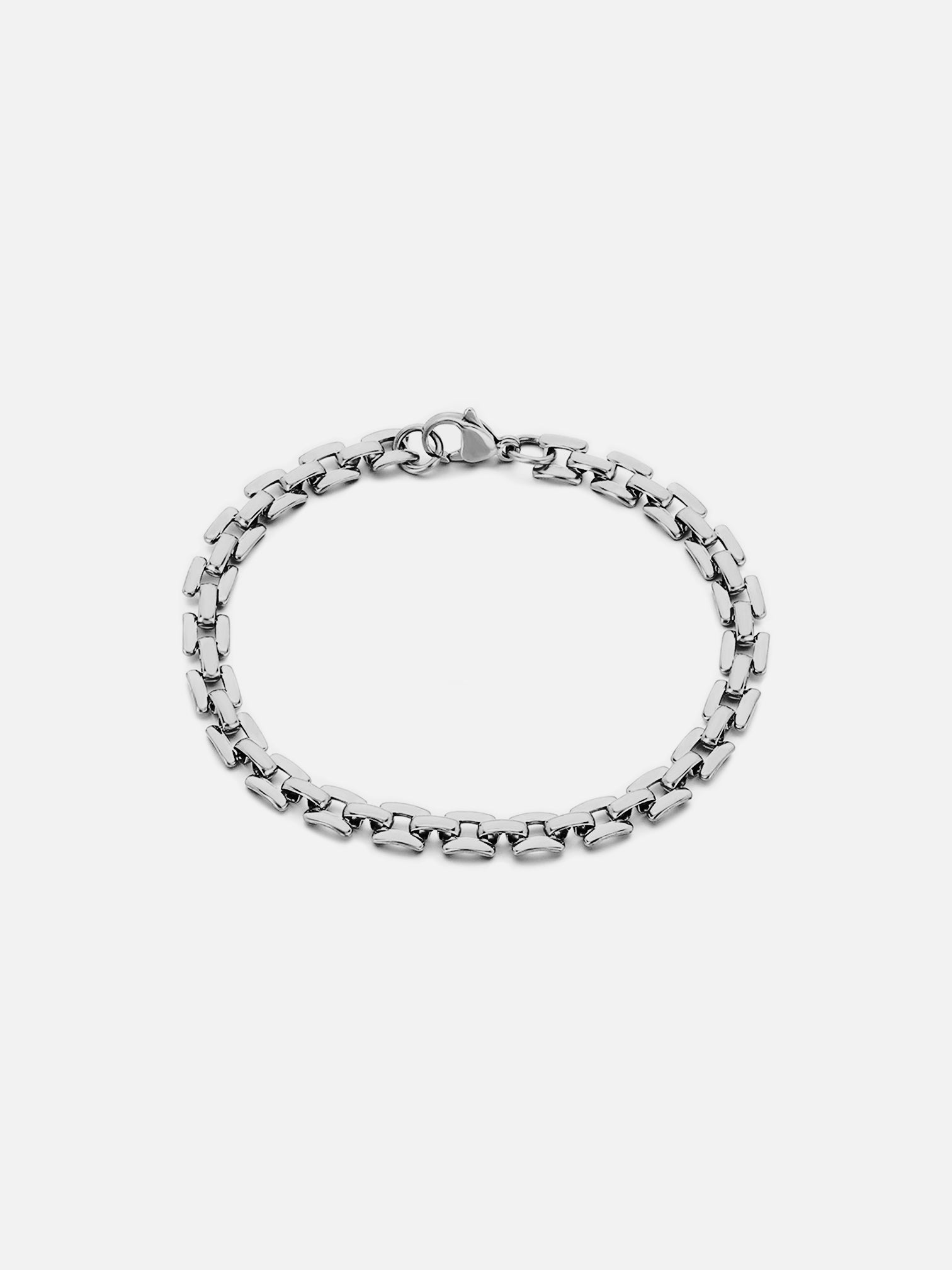 myEdzy Sydney white gold flat link chain bracelet polished finish