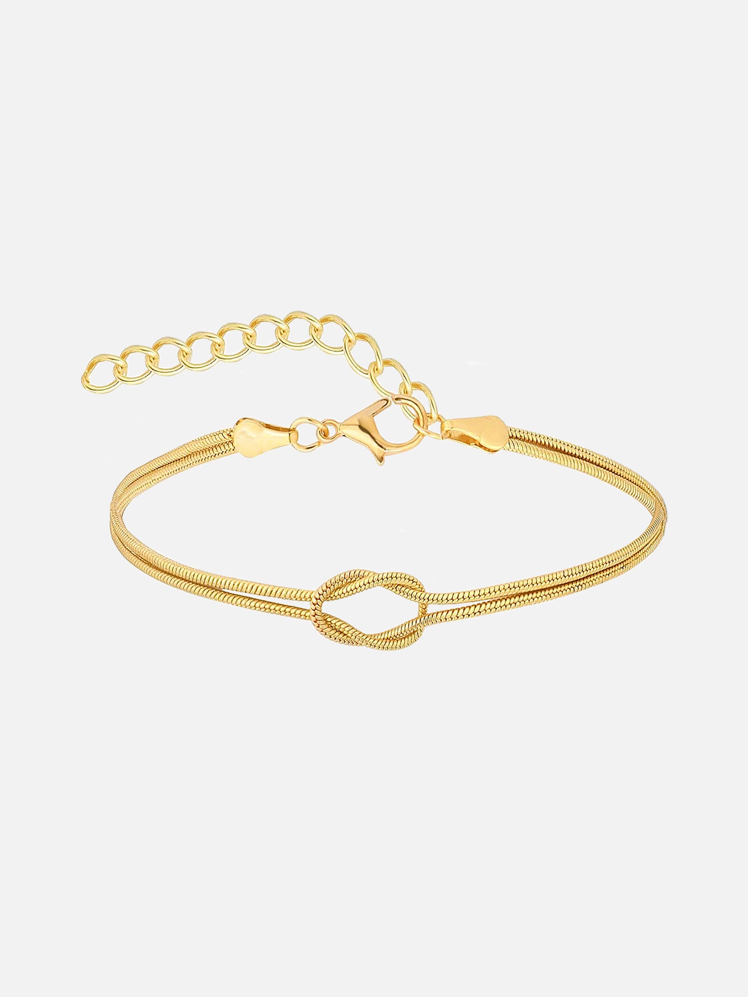 Tate 18K gold plated knot bracelet in titanium steel with double chain design by myEdzy