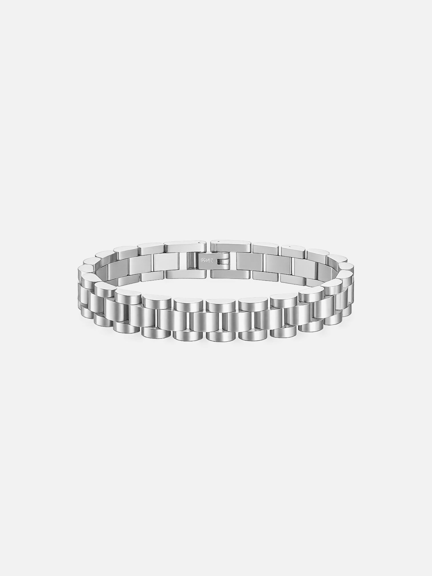 Harper 18K white gold plated watchband bracelet 10mm titanium steel statement bracelet by myEdzy