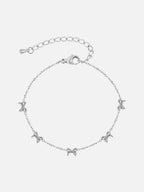 Bellina white gold silver bow charm bracelet waterproof titanium steel hypoallergenic adjustable chain bracelet by myEdzy