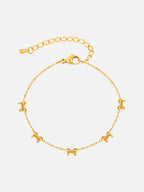 Bellina 18K gold plated bow charm bracelet waterproof titanium steel hypoallergenic adjustable bracelet by myEdzy