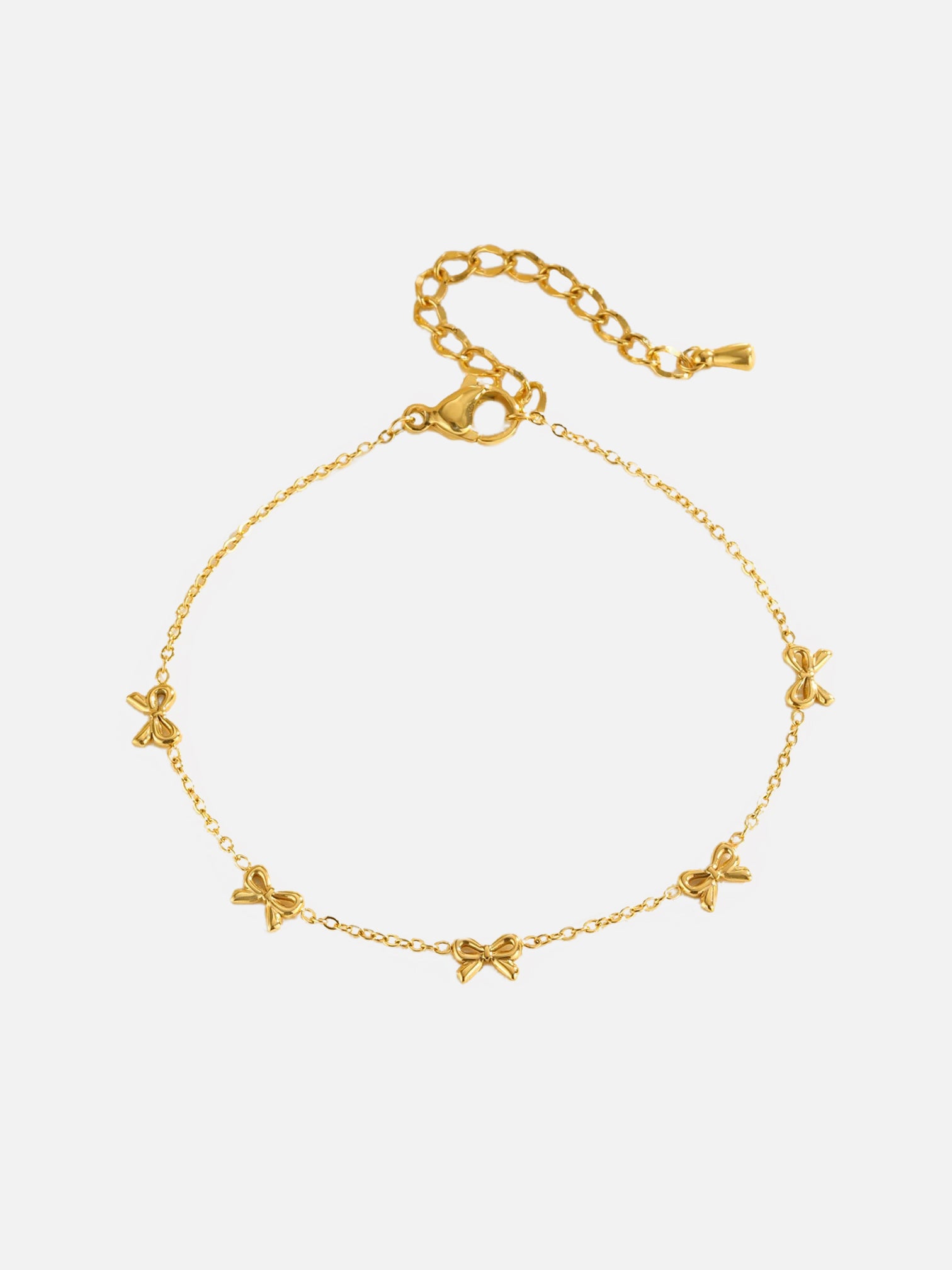 Bellina 18K gold plated bow charm bracelet waterproof titanium steel hypoallergenic adjustable bracelet by myEdzy