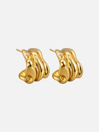 18k gold plated sculptural stud earrings molten organic shape bold statement earrings by myEdzy
