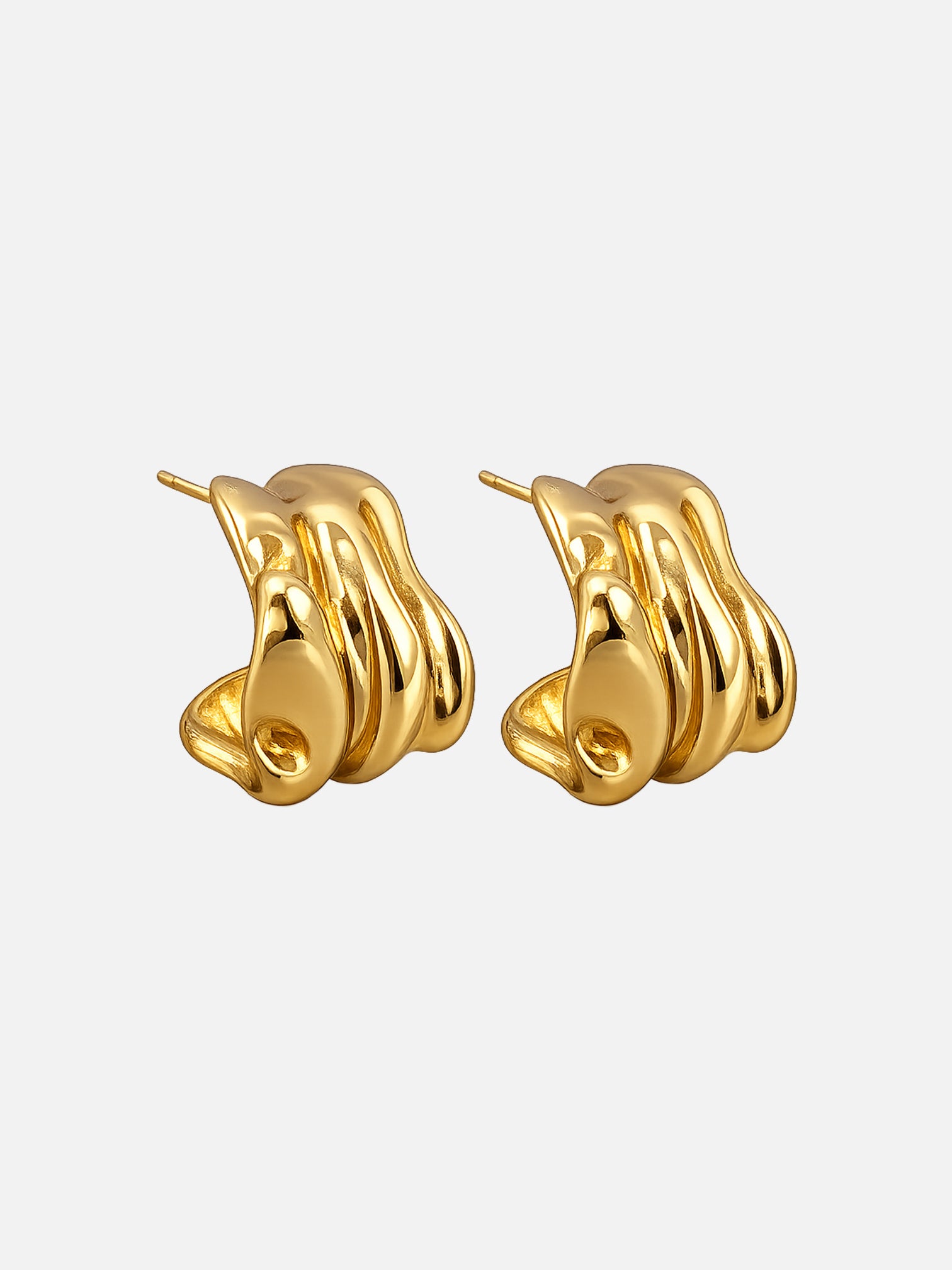 18k gold plated sculptural stud earrings molten organic shape bold statement earrings by myEdzy
