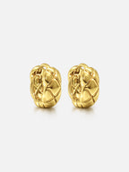 myEdzy Coco Quilted Huggie Hoop Earrings in 18K Gold Plating over Brass