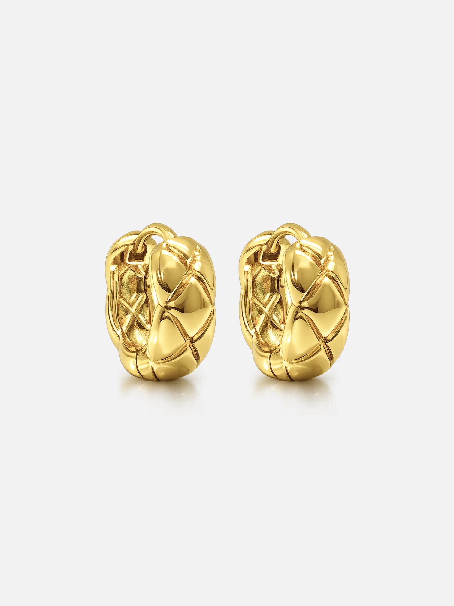 myEdzy Coco Quilted Huggie Hoop Earrings in 18K Gold Plating over Brass