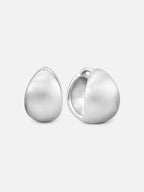 Silver brushed dome hoop earrings chunky minimalist huggie style matte finish small bold everyday earrings for women by myEdzy