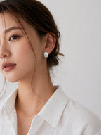 Brushed dome hoop earrings chunky minimalist huggie style bold statement hypoallergenic everyday jewelry myEdzy side portrait