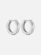 Chunky geometric huggie hoop earrings silver, faceted bold minimal hoops, edgy modern huggie earrings, statement everyday jewelry by myEdzy