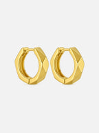 18k gold plated chunky geometric huggie hoop earrings, faceted bold gold hoops, edgy minimalist statement earrings, everyday jewelry by myEdzy