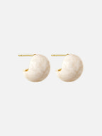 Cream ivory marble resin stud earrings gold plated chunky dome statement earrings by myEdzy