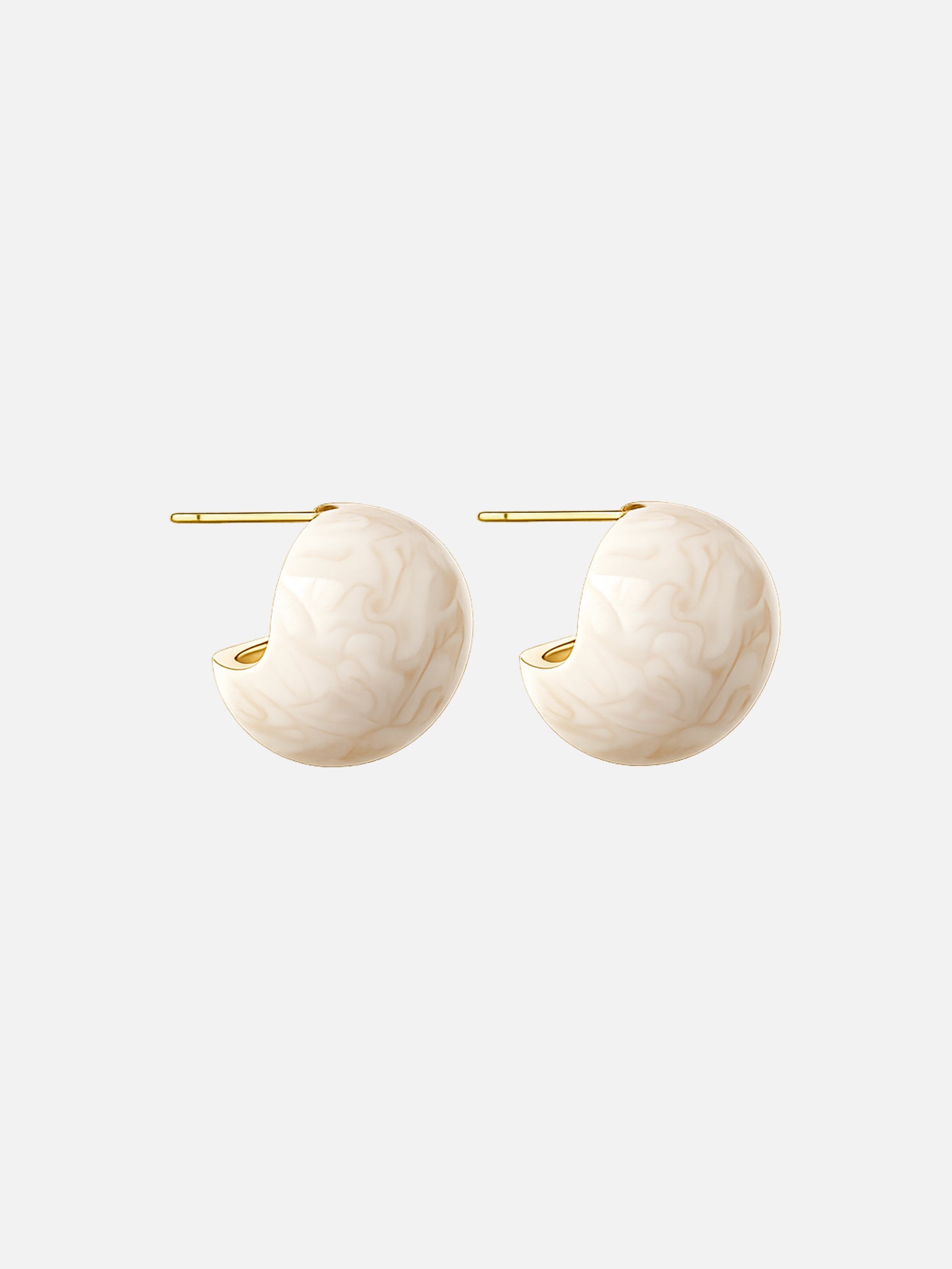 Cream ivory marble resin stud earrings gold plated chunky dome statement earrings by myEdzy