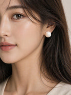 18k gold plated marble resin stud earrings bold dome chunky statement earrings minimalist luxury hypoallergenic waterproof tarnish resistant everyday wear myEdzy model portrait
