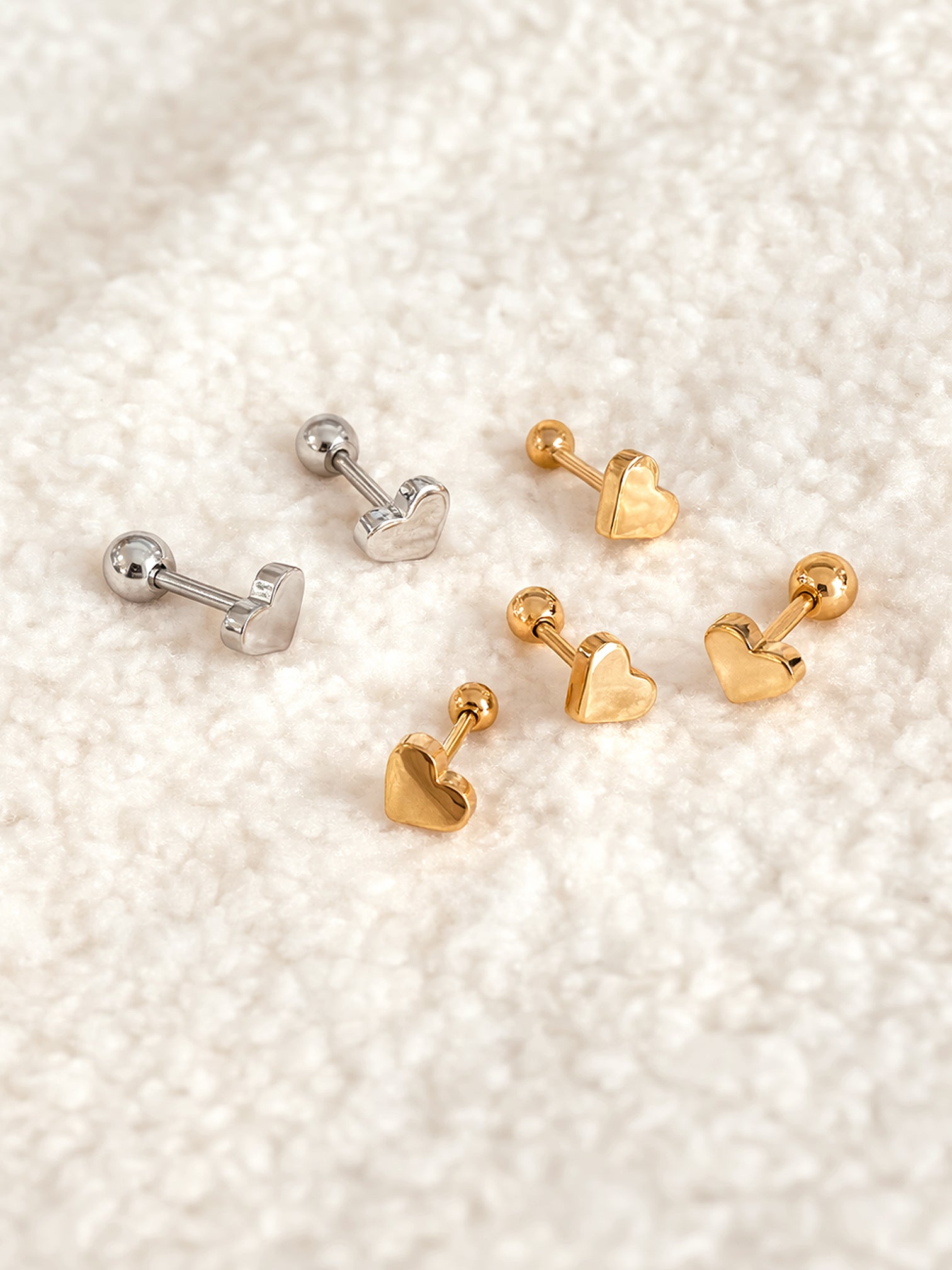Ailo 18K gold plated mini heart screw back stud earrings waterproof hypoallergenic dainty jewelry flat back studs by myEdzy