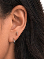 18k gold triple ball stud earrings ear stack styling minimalist small hoop combination hypoallergenic waterproof tarnish resistant myEdzy close up