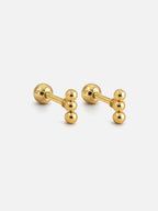 Zane 18K gold plated triple ball screwback stud earrings isolated product image by myEdzy