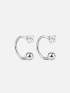 Minimal open hoop earrings with cubic zirconia, silver ear cuff style, dainty open circle hoop, modern minimalist jewelry, everyday lightweight earrings by myEdzy