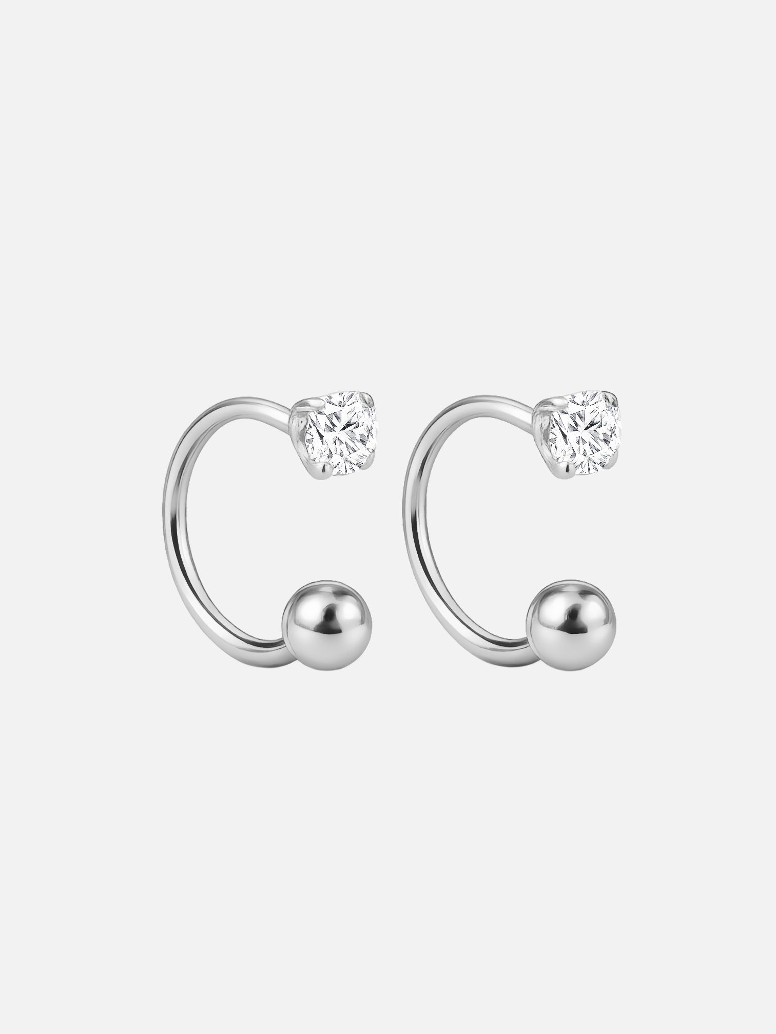 Minimal open hoop earrings with cubic zirconia, silver ear cuff style, dainty open circle hoop, modern minimalist jewelry, everyday lightweight earrings by myEdzy