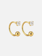 18k gold plated open hoop earrings with cubic zirconia, minimal ear cuff style hoop, dainty gold open circle earrings, modern everyday jewelry by myEdzy