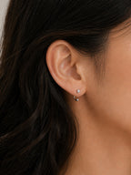18k gold cz open hoop earrings screwball stud minimalist ear cuff style hypoallergenic lightweight everyday jewelry myEdzy close up ear