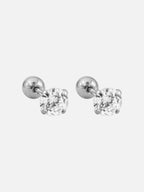 Silver cz screwback stud earrings titanium steel hypoallergenic diamond look earrings waterproof tarnish resistant minimalist everyday jewelry by myEdzy
