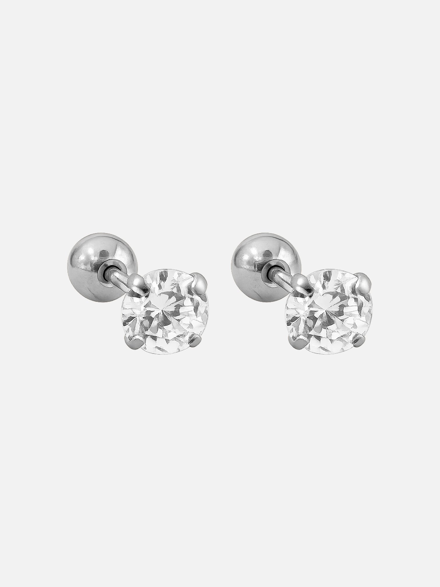 Silver cz screwback stud earrings titanium steel hypoallergenic diamond look earrings waterproof tarnish resistant minimalist everyday jewelry by myEdzy