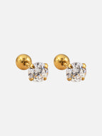 18k gold cz screwback stud earrings titanium steel hypoallergenic round cut diamond look earrings waterproof tarnish resistant dainty jewelry by myEdzy