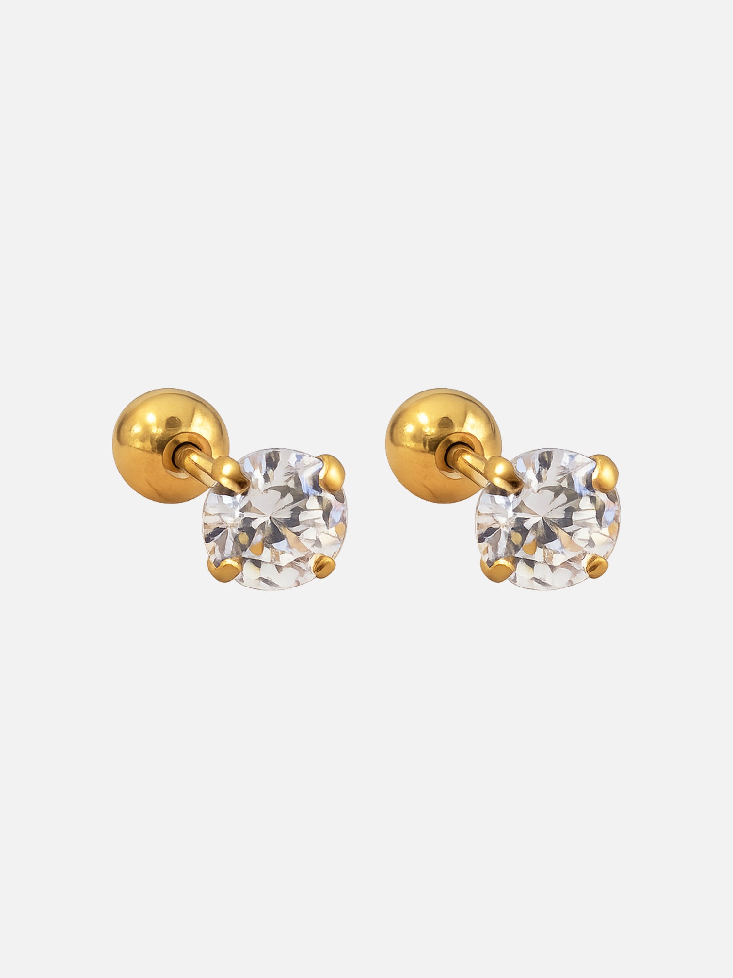 18k gold cz screwback stud earrings titanium steel hypoallergenic round cut diamond look earrings waterproof tarnish resistant dainty jewelry by myEdzy