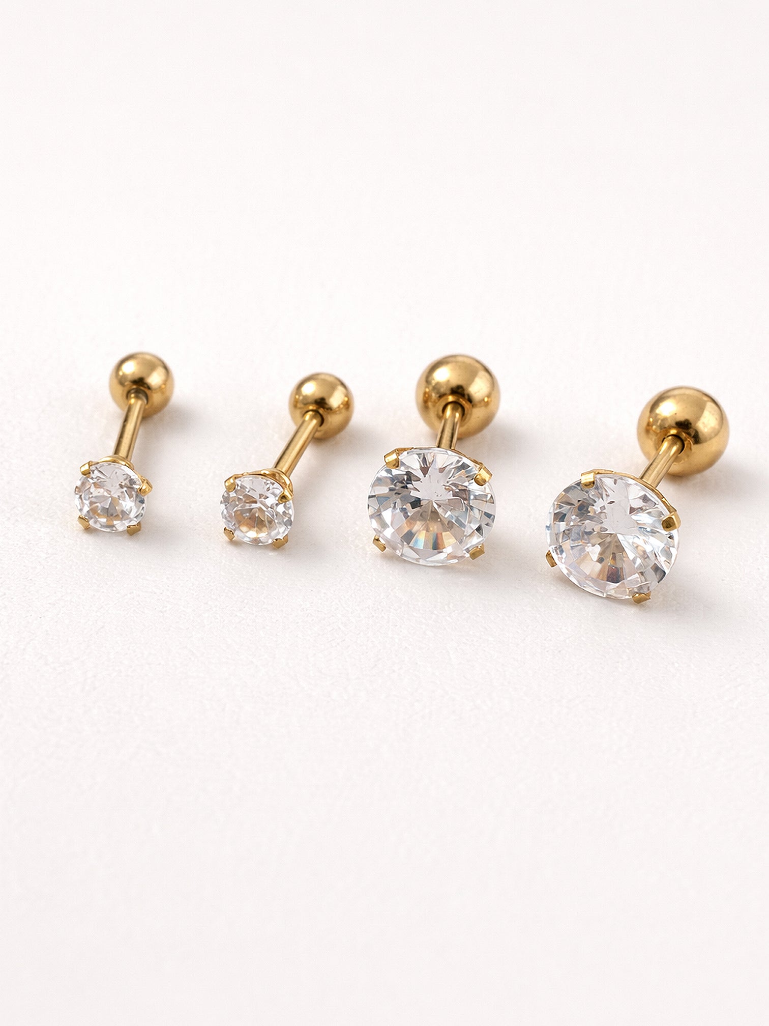 18k gold screw back stud earrings cubic zirconia size comparison minimalist hypoallergenic waterproof tarnish resistant | myEdzy