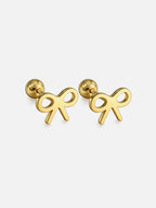 18k gold bow stud screwback earrings titanium steel minimalist ribbon earrings hypoallergenic dainty jewelry by myEdzy