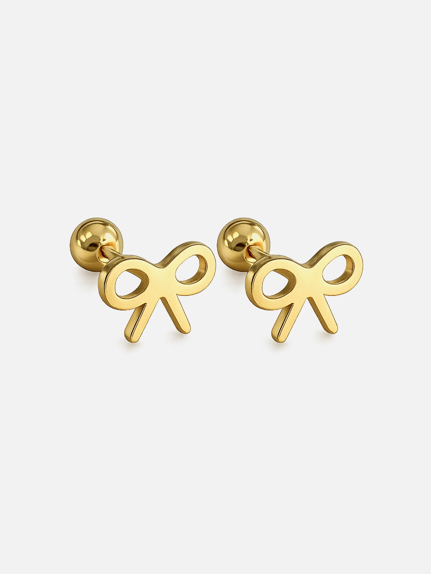 18k gold bow stud screwback earrings titanium steel minimalist ribbon earrings hypoallergenic dainty jewelry by myEdzy