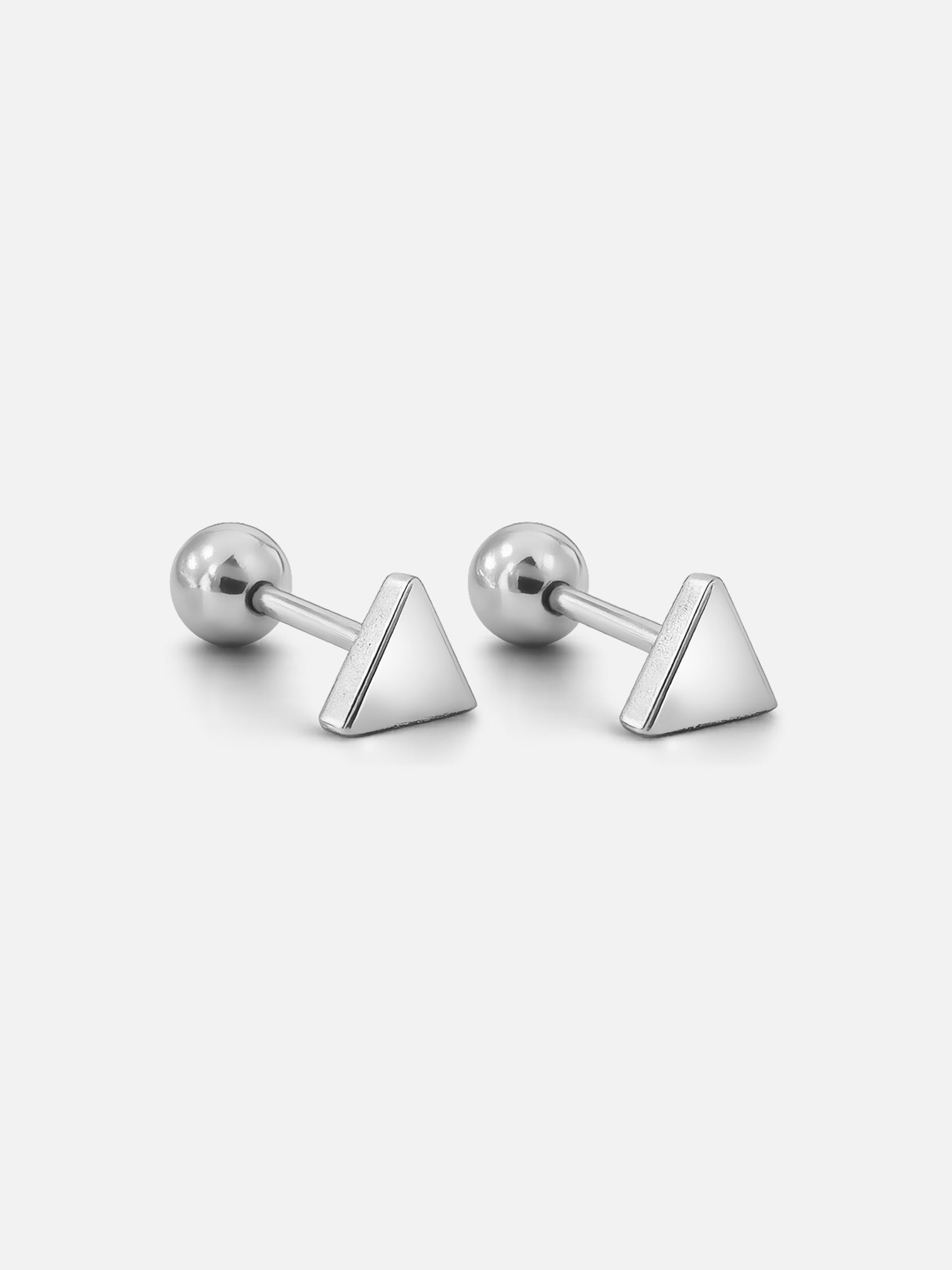 Minimal triangle stud earrings, silver geometric screwback studs, dainty minimalist triangle jewelry, modern everyday stud earrings by myEdzy