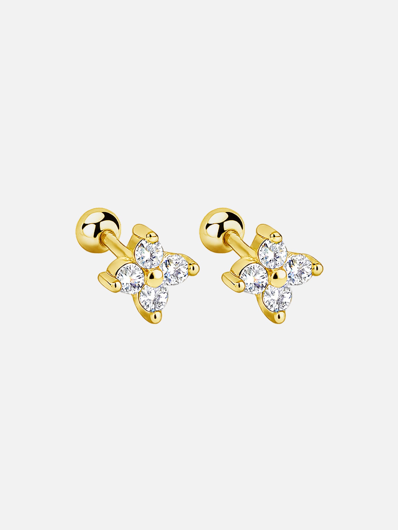 18k gold cz screwback stud earrings titanium steel hypoallergenic dainty diamond look earrings waterproof tarnish resistant minimalist jewelry | myEdzy