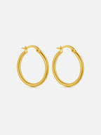 18k gold plated hoop earrings classic thin gold hoops waterproof tarnish resistant everyday earrings by myEdzy