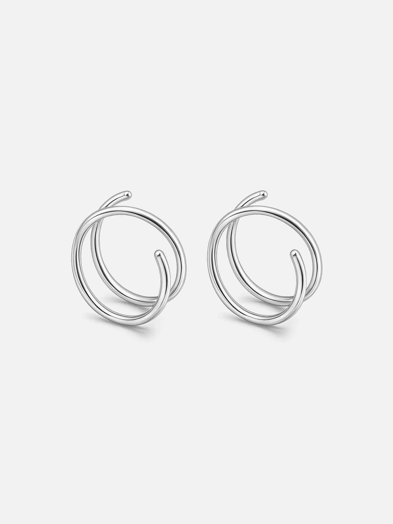 Minimal double hoop illusion earrings silver, layered open hoop look, ear stacking style earrings, modern minimalist jewelry by myEdzy