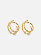 18k gold plated double hoop illusion earrings, layered open hoop look, stacking style gold earrings, minimal everyday jewelry by myEdzy