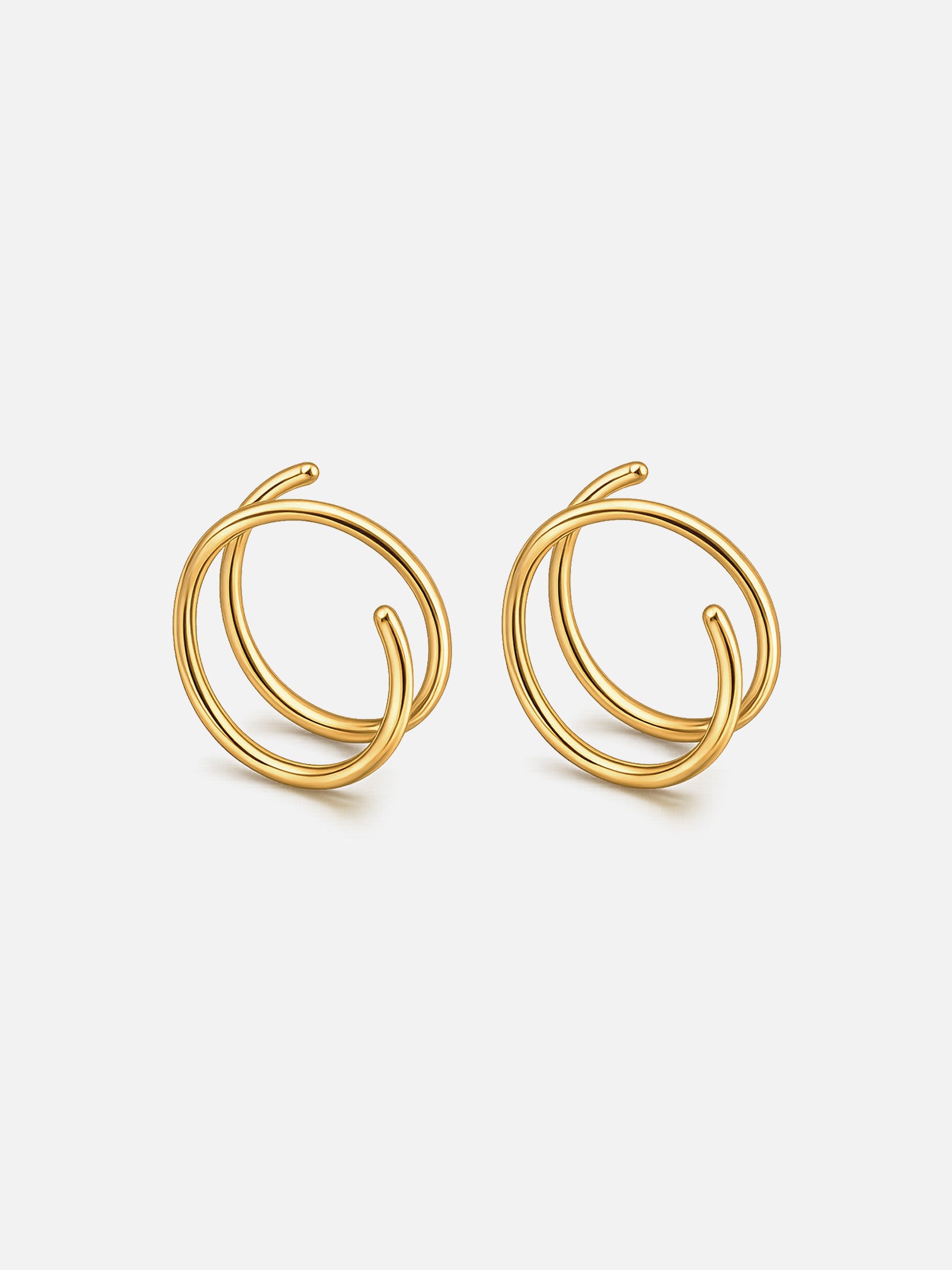 18k gold plated double hoop illusion earrings, layered open hoop look, stacking style gold earrings, minimal everyday jewelry by myEdzy