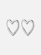 Minimal heart hoop earrings silver, bold love shape hoop earrings, modern romantic statement hoops, everyday edgy jewelry by myEdzy