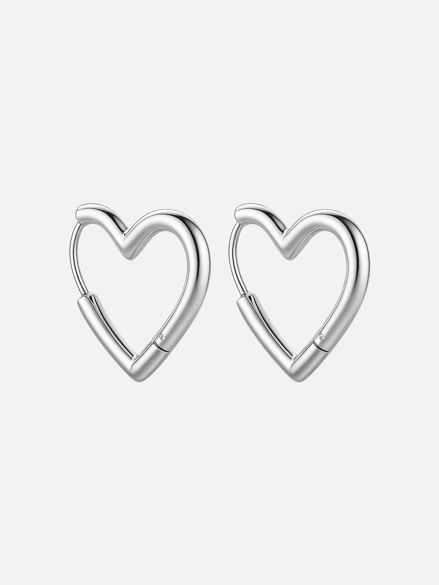 Minimal heart hoop earrings silver, bold love shape hoop earrings, modern romantic statement hoops, everyday edgy jewelry by myEdzy
