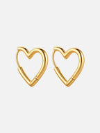 18k gold plated heart hoop earrings, bold love shape gold hoops, modern romantic statement earrings, everyday jewelry by myEdzy