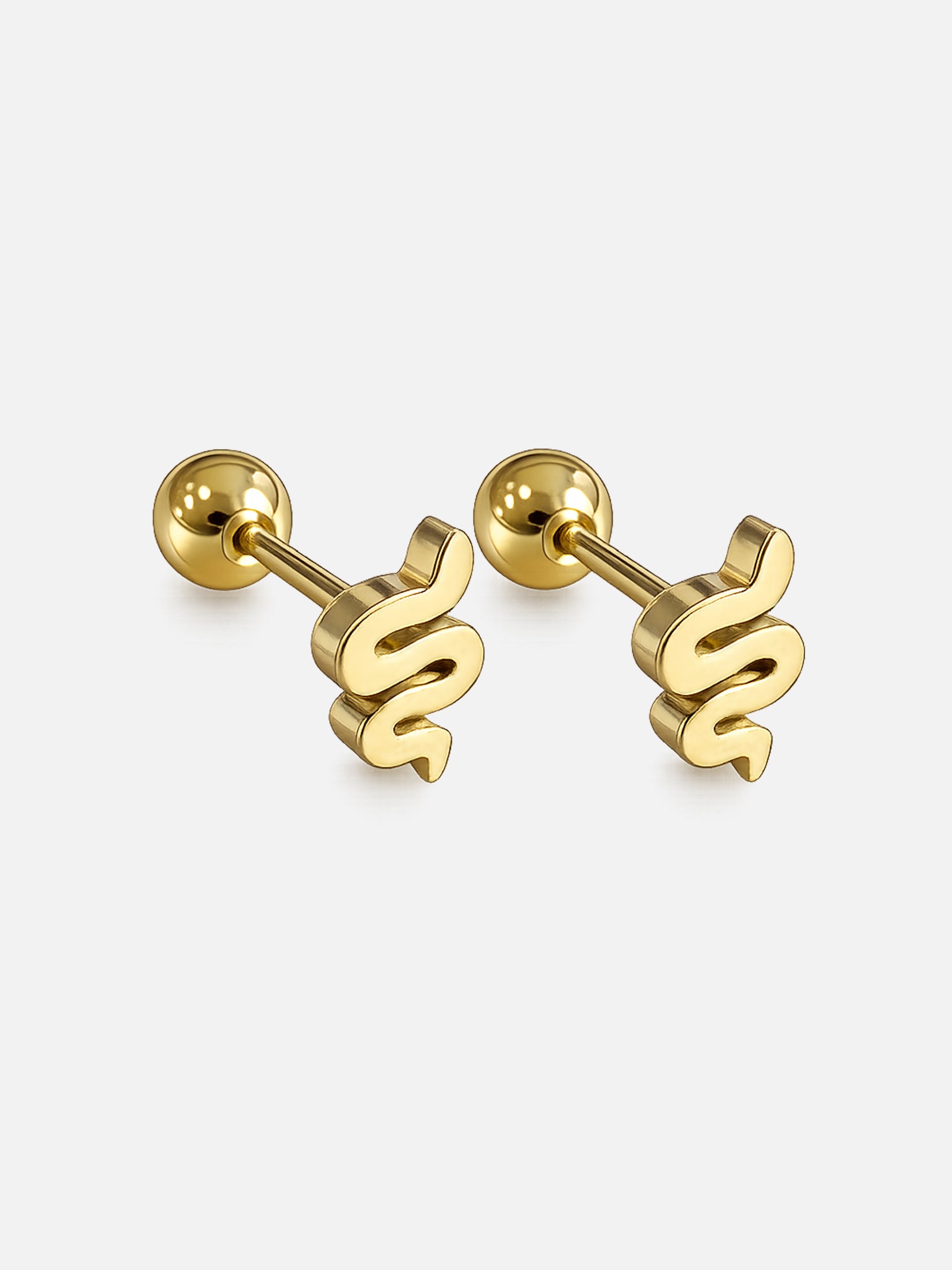 18k gold snake screwback stud earrings titanium steel minimalist serpent earrings hypoallergenic dainty jewelry by myEdzy
