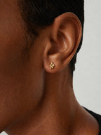 18k gold dainty snake stud earrings screwback no poke minimalist serpent earrings hypoallergenic tarnish resistant waterproof myEdzy ear detail close up