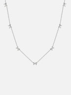 Bellina white gold silver bow chain necklace waterproof titanium steel hypoallergenic adjustable necklace by myEdzy