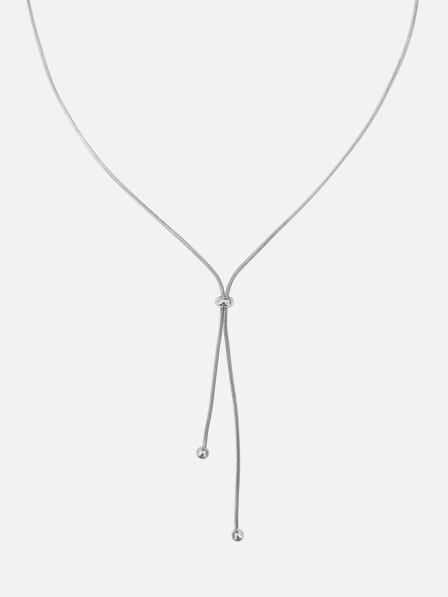 Adjustable y lariat necklace silver titanium steel slider necklace minimalist drop chain necklace layering jewelry delicate y necklace by myEdzy