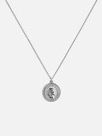 myEdzy vintage coin pendant necklace in silver titanium steel with delicate chain