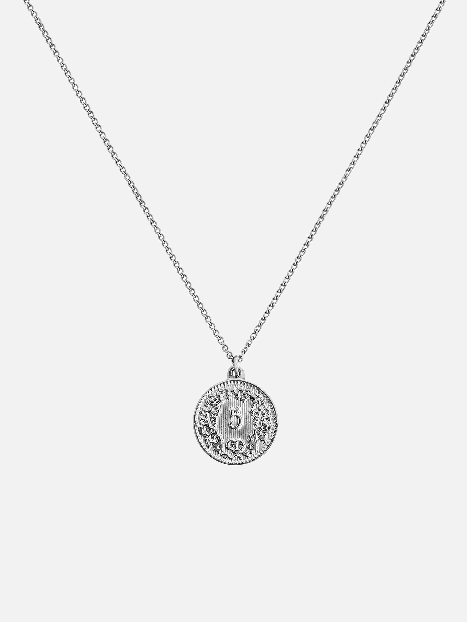 myEdzy vintage coin pendant necklace in silver titanium steel with delicate chain