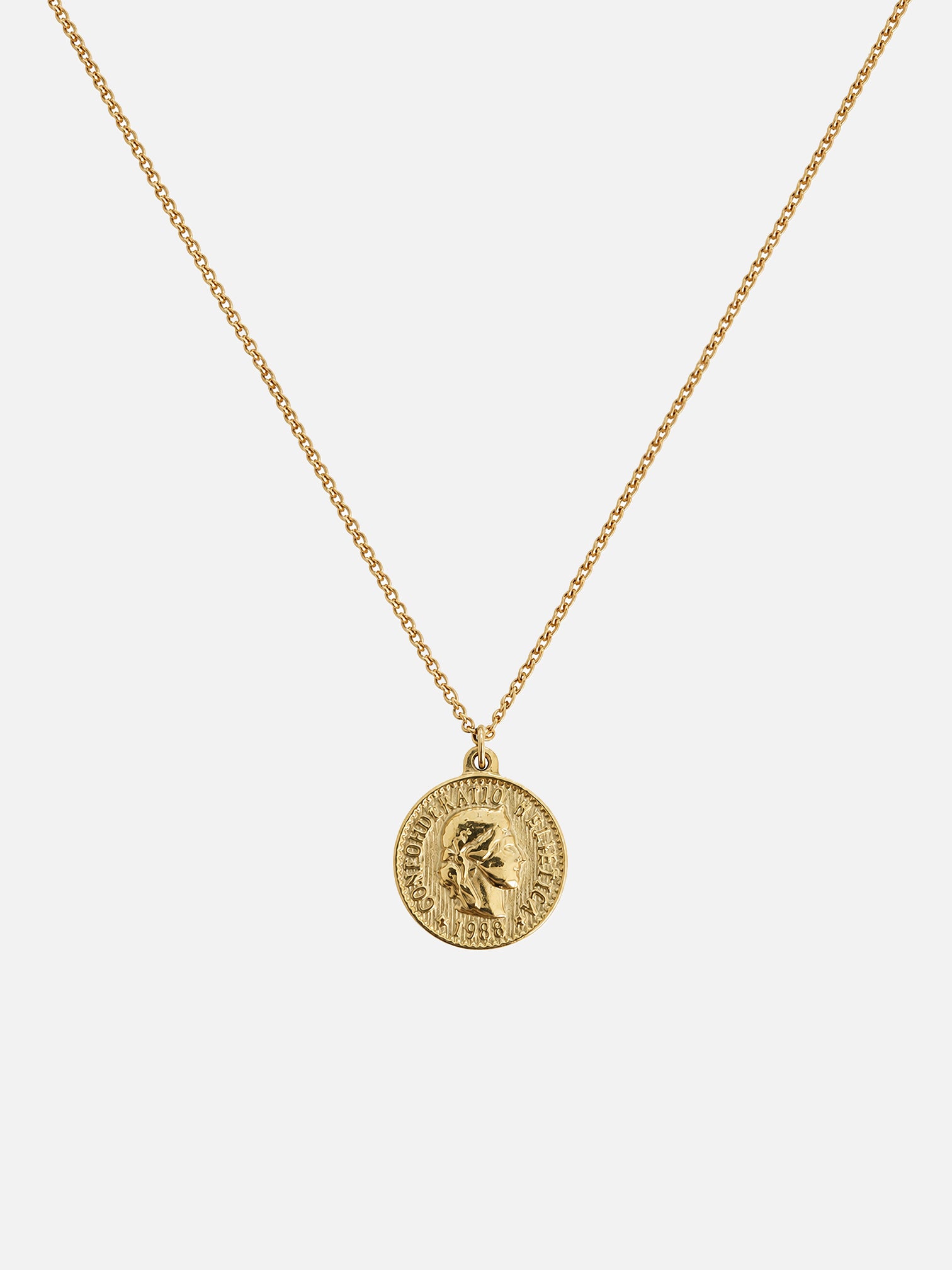 myEdzy vintage coin pendant necklace in 18K gold plated titanium steel with delicate chain