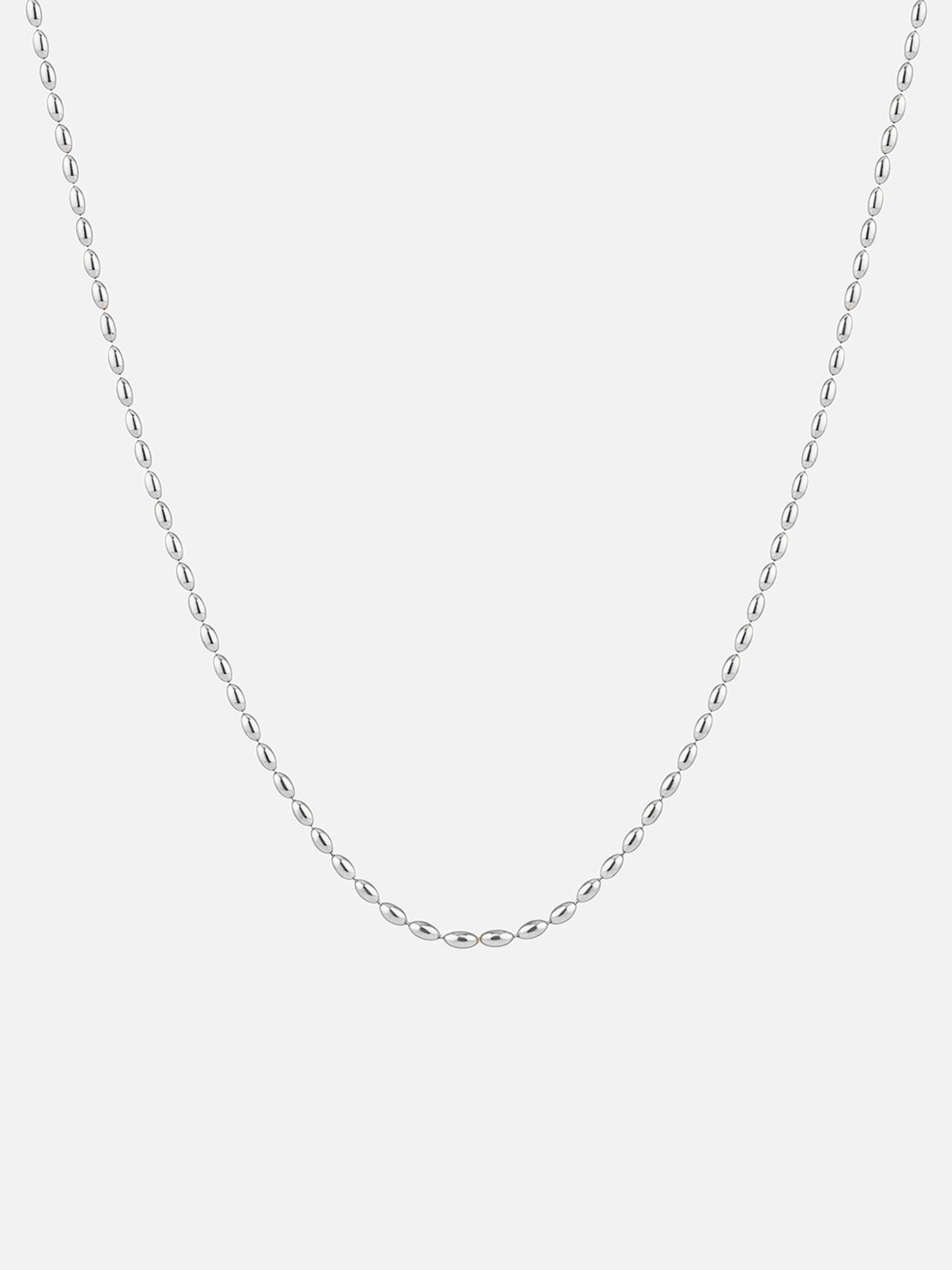 18k white gold plated platinum gold color silver oval bead chain necklace minimal dainty chain jewelry by myEdzy