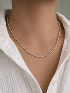 silver bead chain necklace minimal dainty everyday jewelry styling